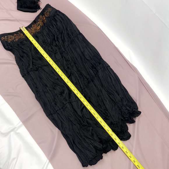 Women's Anthro Bohemian Style Embroidered Gypsy Skirt with Matching Accessory - Picture 12 of 13